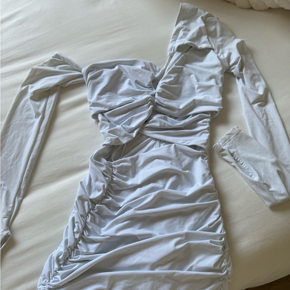 Mistress Rocks white off shoulder long sleeve dress